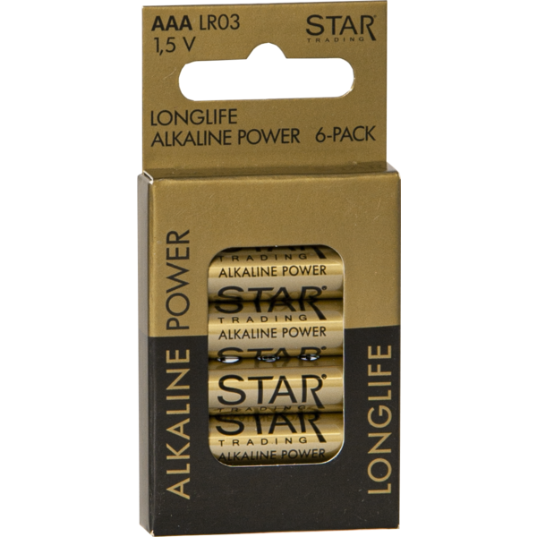 Star Trading - Batteri 6-pack AAA 1,5V Power Alkaline