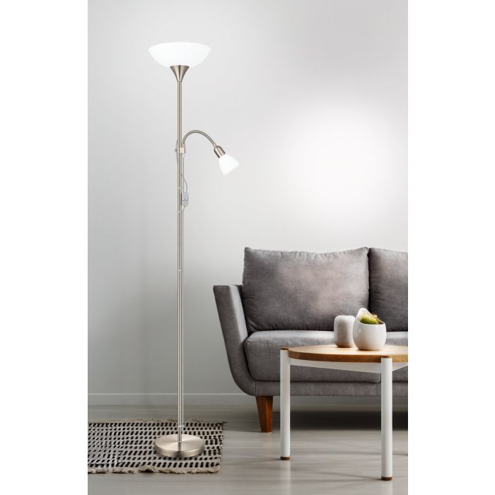 Eglo - Up Golvlampa Silver/Vit