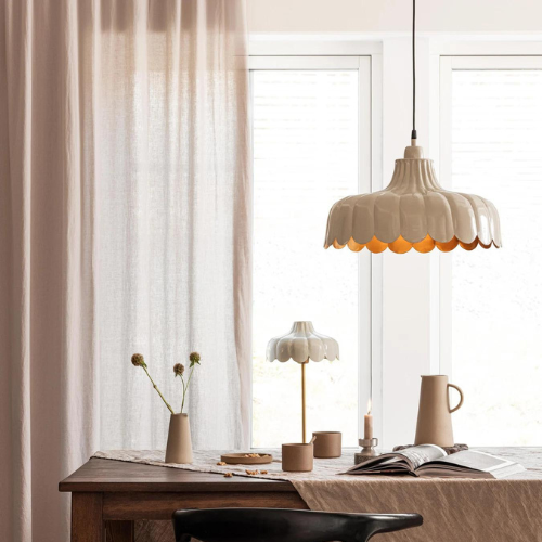PR Home - Wells Taklampa 43cm Beige/Guld
